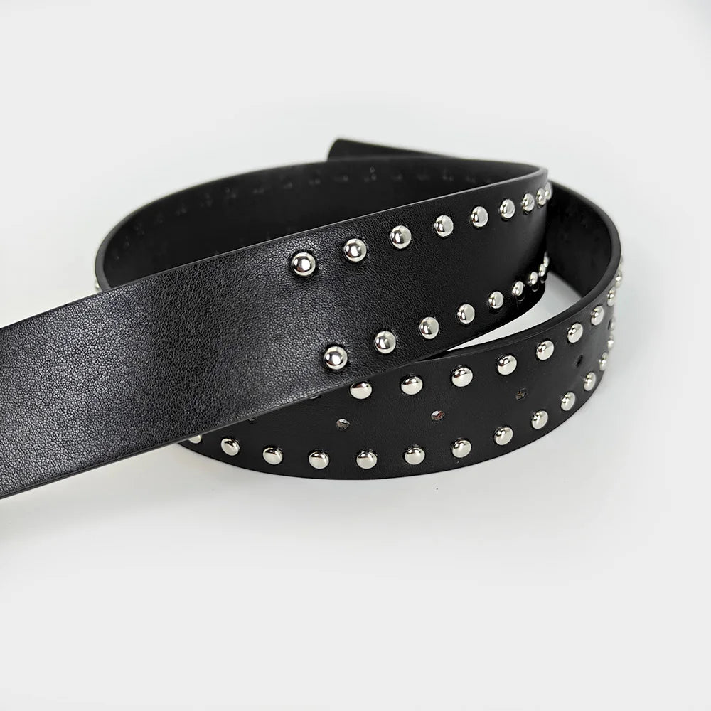 Unisex Jeans Belt Female Punk Gothic Wide Belts For Women Luxury Brands Hollow Cross Hearts Men's belt Male Rivet Waistband