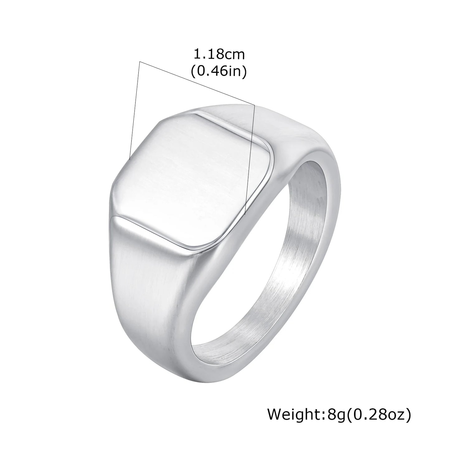 Stainless Steel Square Signet Ring for Men, Gold Silver Color High Polished Chunky Ring, Simple Statement Jewelry Thumb Ring