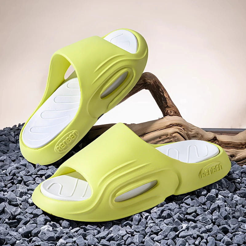 New Men Slippers Slides with a Sense High Aesthetic Value External Wear Anti Slip Thick Bottom, Beach Cool Slippers for Men
