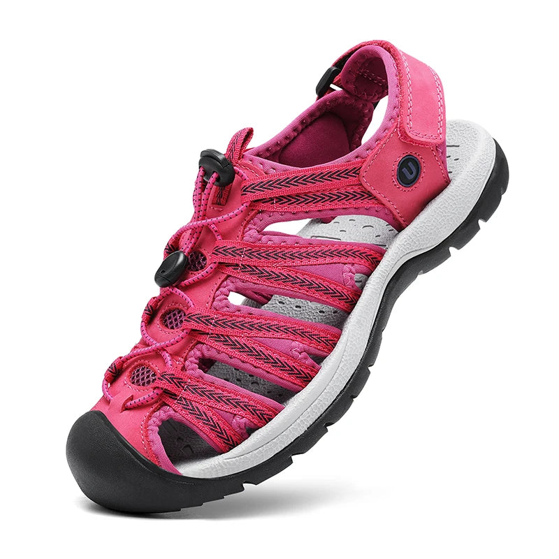 New Summer Genuine Leather Women's Sandals Fashion Design Breathable Women Casual Shoes Women Outdoor Beach Sandals Big Size 42