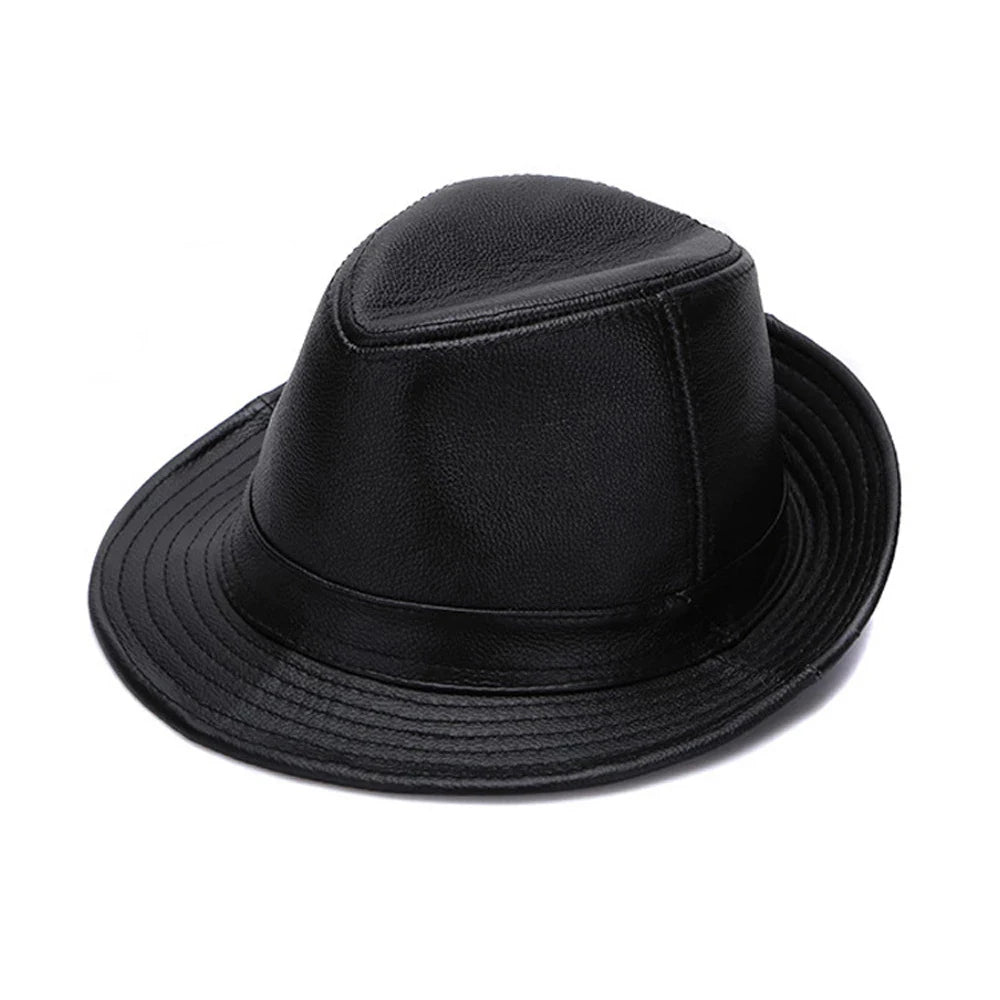 2025 Men Fashion Caps Autumn Winter Warm New Cowboy 100% Real Cowhide Leather Hats Men Real Genuine Cowhide Leather Top Hats
