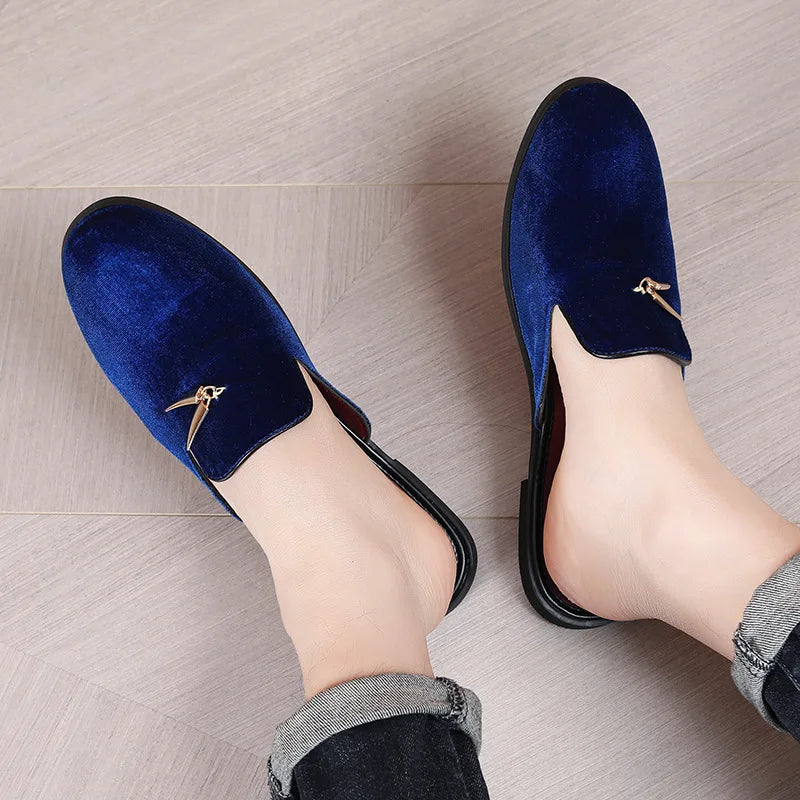 2025 New Male Casual Mules Moccasins Breathable Loafers Men's Tassels Half Slippers Suede Leather Shoes Zapatos Hombre