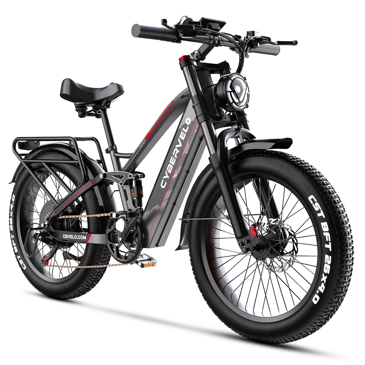 Cybervelo Strong Power Ebike, 5000W Motor Off Road Electric Bike, 100 Miles Long Range, 26"x4.0” Fat Tire, 40Ah Big Battery EK9