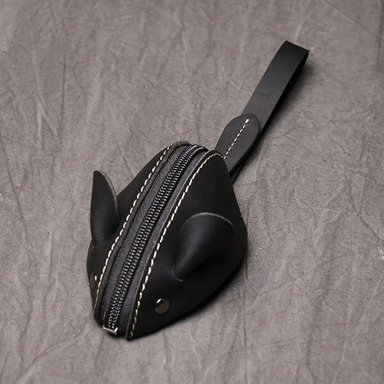 Cute Mini Mouse-Shaped Leather Wallet - Durable Brown, Zippered, Ideal for Men & Women, Perfect for Organizing Small Items