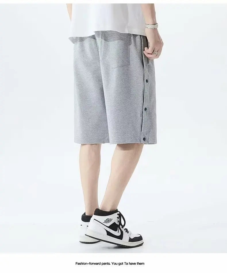 Fully Open-breasted Shorts for Men in Summer Korean Style, Wear Loose Casual Couples Sports 5-point Pants