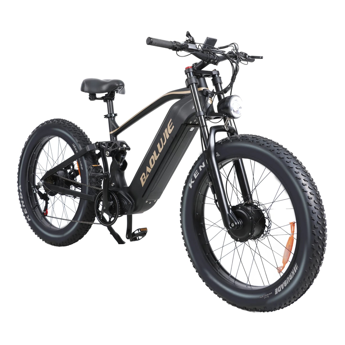 BAOLUJIE Peak 5000W Electric Bicycle Motor Electric Bike 26*4 Inches Tire Mountain E-bike 52V 23Ah Battery 36MPH Full Suspension