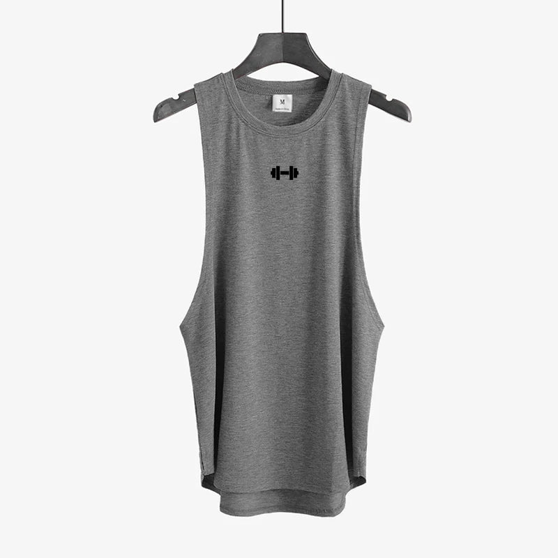 Mens Workout Muscle Sleeveless T-Shirts Gym Bodybuilding Fitness Sport Tank Tops Summer Breathable Cotton Loose Elastic Singlets