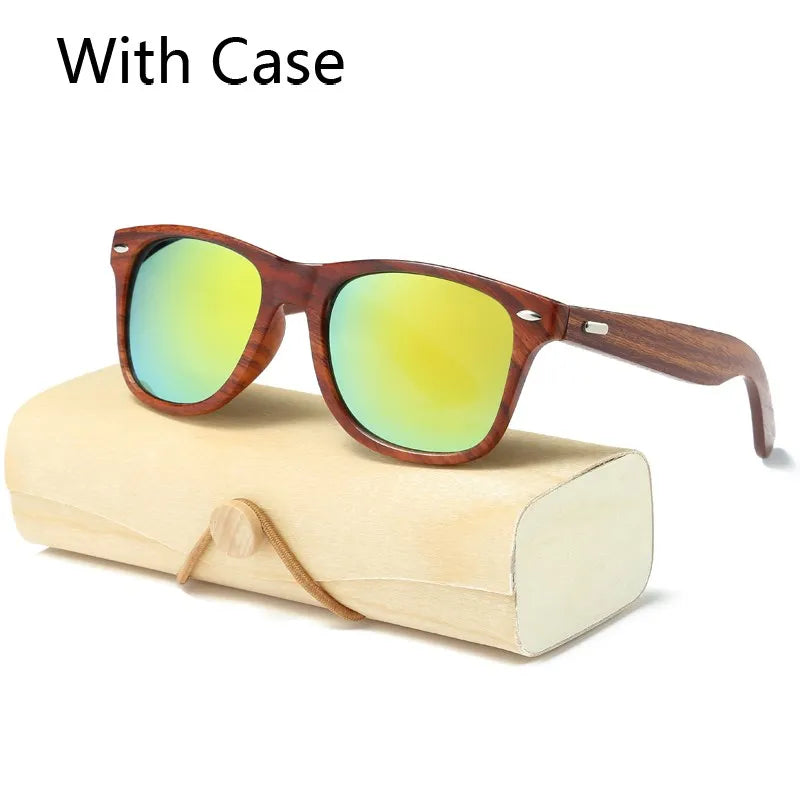 HJYBBSN Handmade Wood Sunglasses Men women square Sunglasses for men women Mirror Wooden Sun Glasses retro de sol masculino