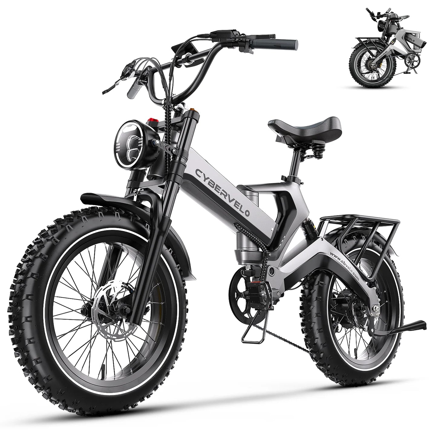 Cybervelo EK6 20” Fat Tire 2000W Peak Motor Luxury Foldable ebike,48V Removable Battery E Bicycle, 35+ MPH 100+Miles Long Range