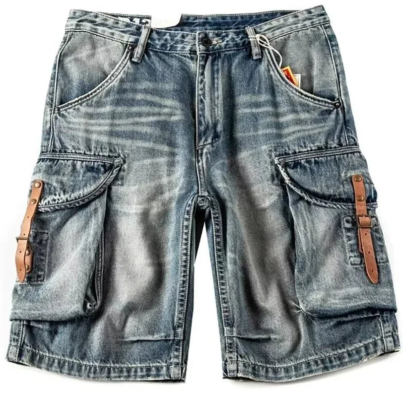 Men Ripped Jeans Shorts Y2K Streetwear Retro Trendy Straight Leg Mid Waist Denim Short Summer Designer Popular Original Pants