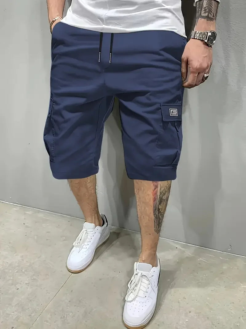 Men's Summer Utility Shorts Versatile Casual Wear with Multi-Pockets & Elastic Waist for Hiking & Daily Use Cargo Shorts