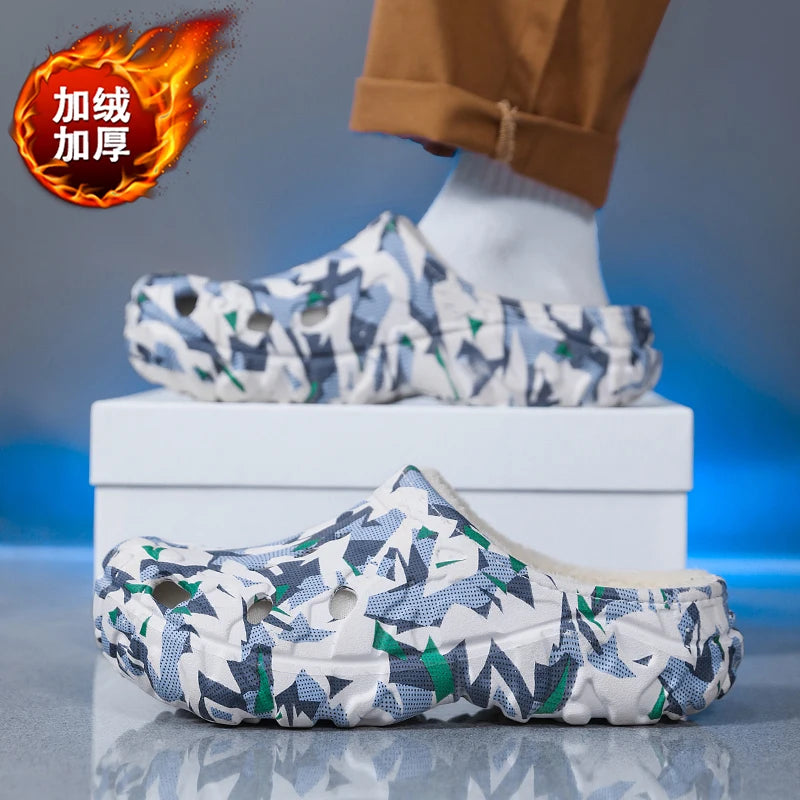 New Men Winter Slippers Indoor Comfortable Warm Slippers Summer Removable Sandals Men Casual Non Slip Plush Fur Slippers for Men