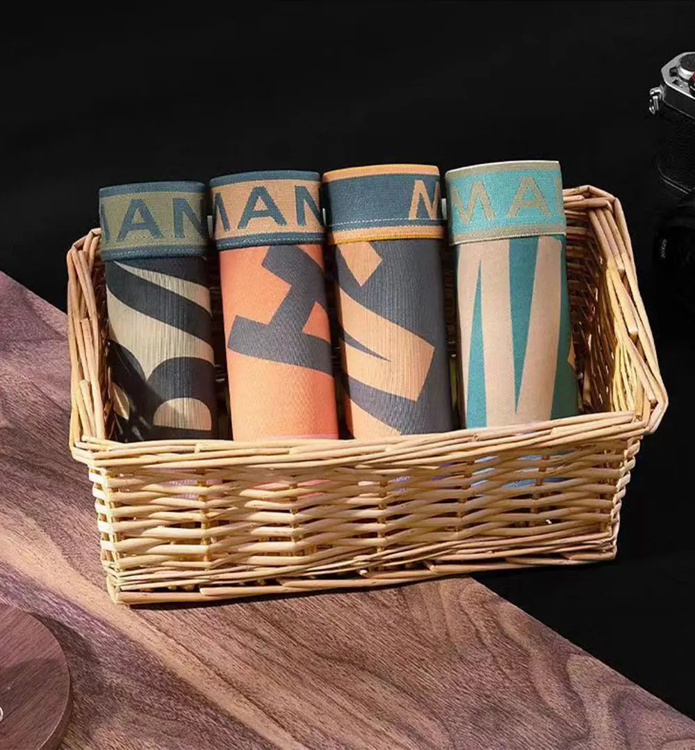 12PCS Men's Underwear Boys' Boxing Fashion Letter Printed Underwear Comfortable and Breathable Men's Underwear Plus Size Shorts