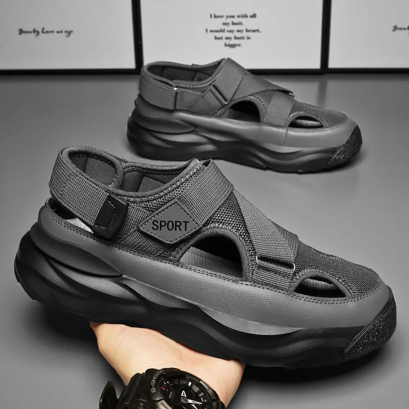 New Men Sandals Cave Casual Baotou Sports Shoes for Men Ankle Sandals Men's Water Proof Sandals for Male Beach Platform Shoes