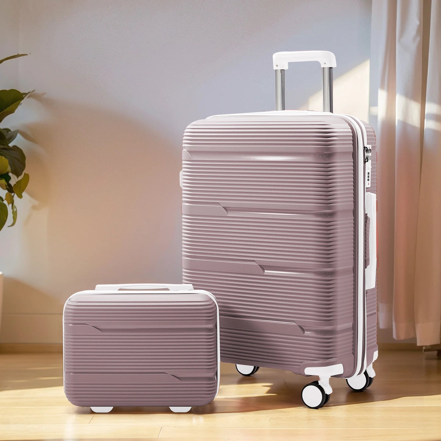 Travel Suitcase Rolling, Carry on Boarding Luggage Cabin Set with Cosmetic Case Spinner Wheels Travel Trolley Case 13 20 Inch