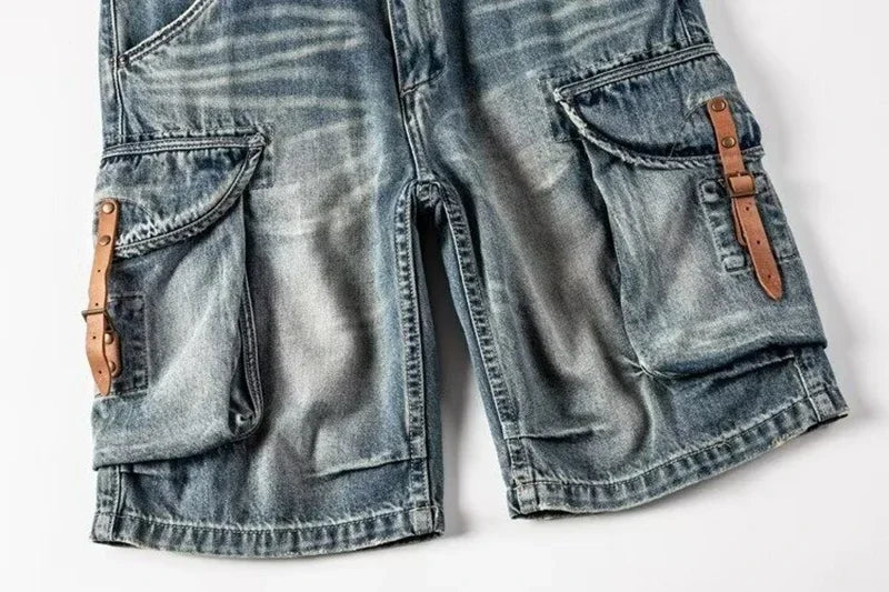 Men Ripped Jeans Shorts Y2K Streetwear Retro Trendy Straight Leg Mid Waist Denim Short Summer Designer Popular Original Pants