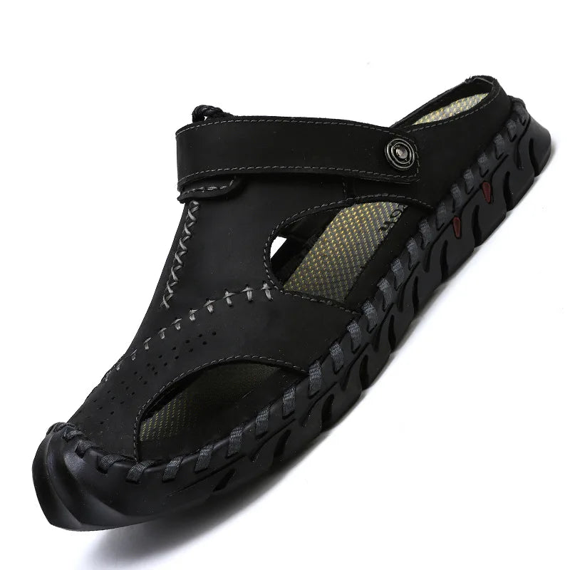 2023 Sandals Summer Men Leather Classic Men Shoes Slippers Soft Sandals Men Roman Comfortable Outdoor Walking Footwear