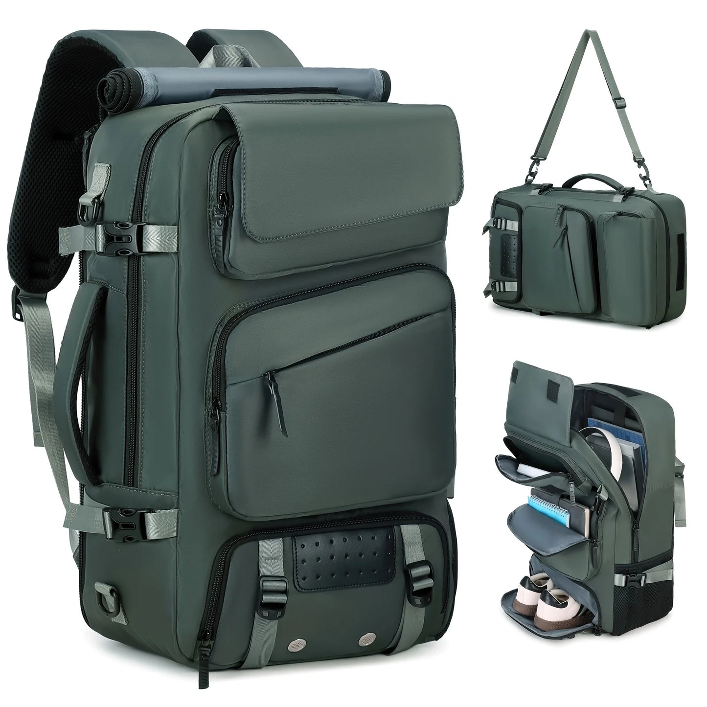 Men's travel backpack, large capacity carry on backpack, hiking luggage bag with shoe compartment backpack