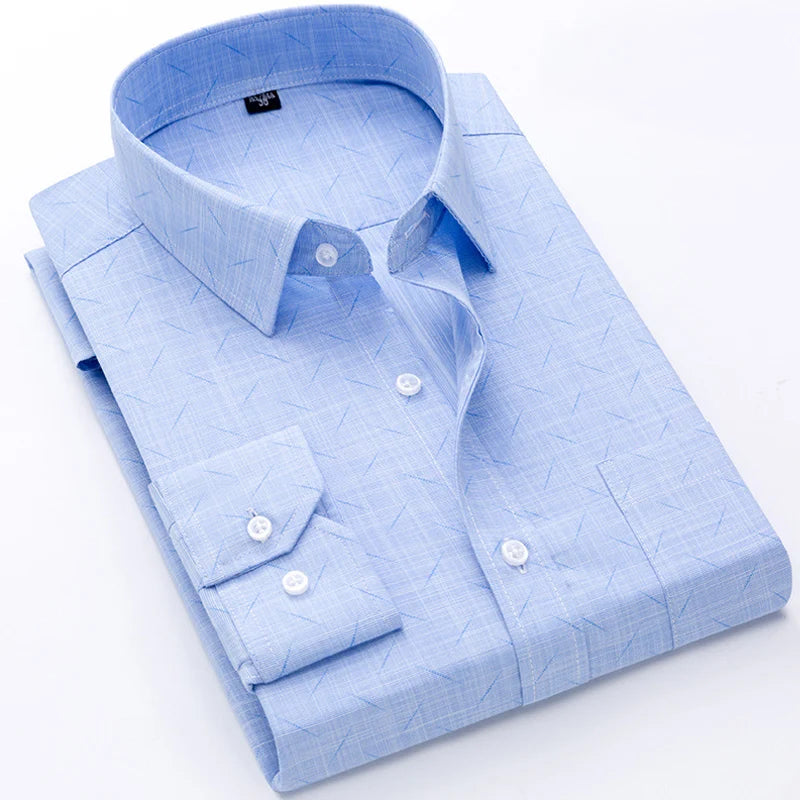 New Cotton High Quality Luxury Original Men's Long Sleeves Social Formal Elegant Shirts for Men Striped Casual Designer Clothes