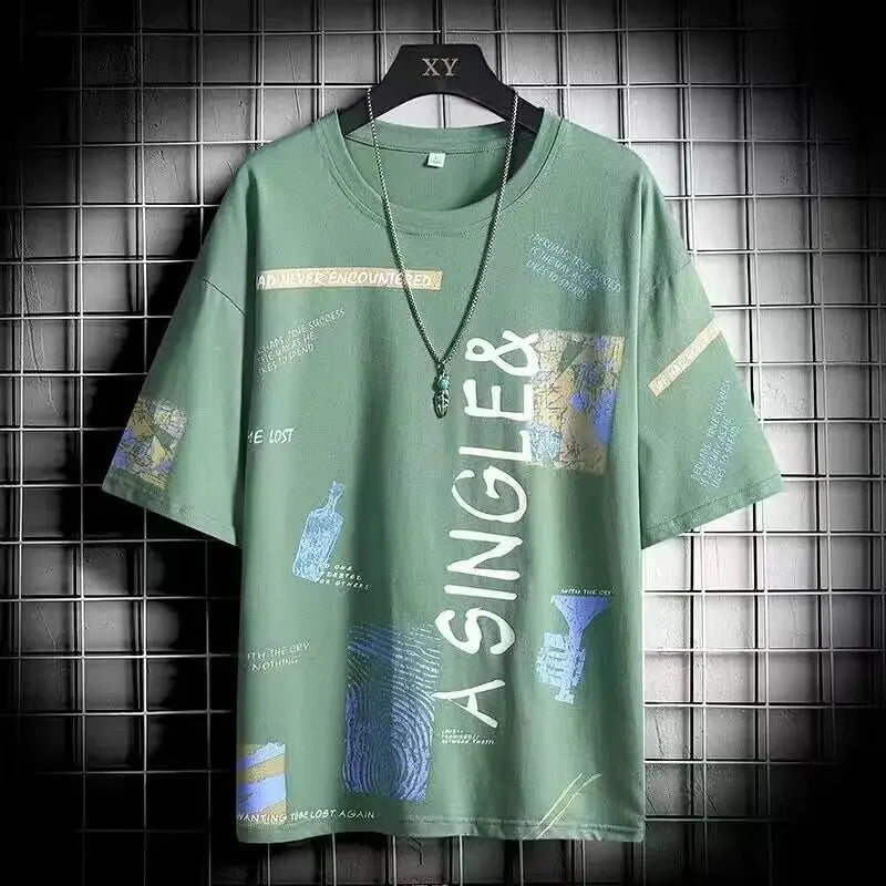 T Shirt for Men Fashion Tops Shirts Tee T-Shirt Crew Neck Street wear Retro Style Anime Tshirt Men Clothing Oversized T Shirt