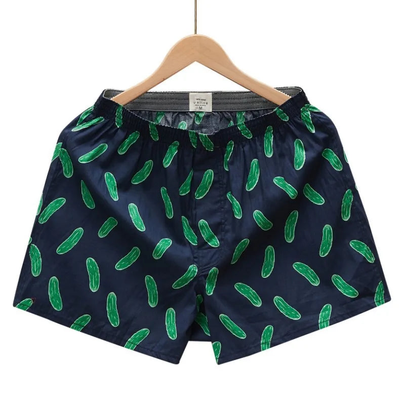 1PC 100% cotton men's underwear soft comfortable men's underwear men's shorts home loose elastic men's printed pants breathable