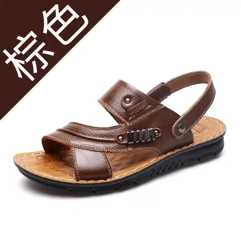Men's Sandals Fashion Casual Leather Sandals Outdoor Non Slip Trekking Sandalias Summer New Beach Shoes for Man Designer Slipper
