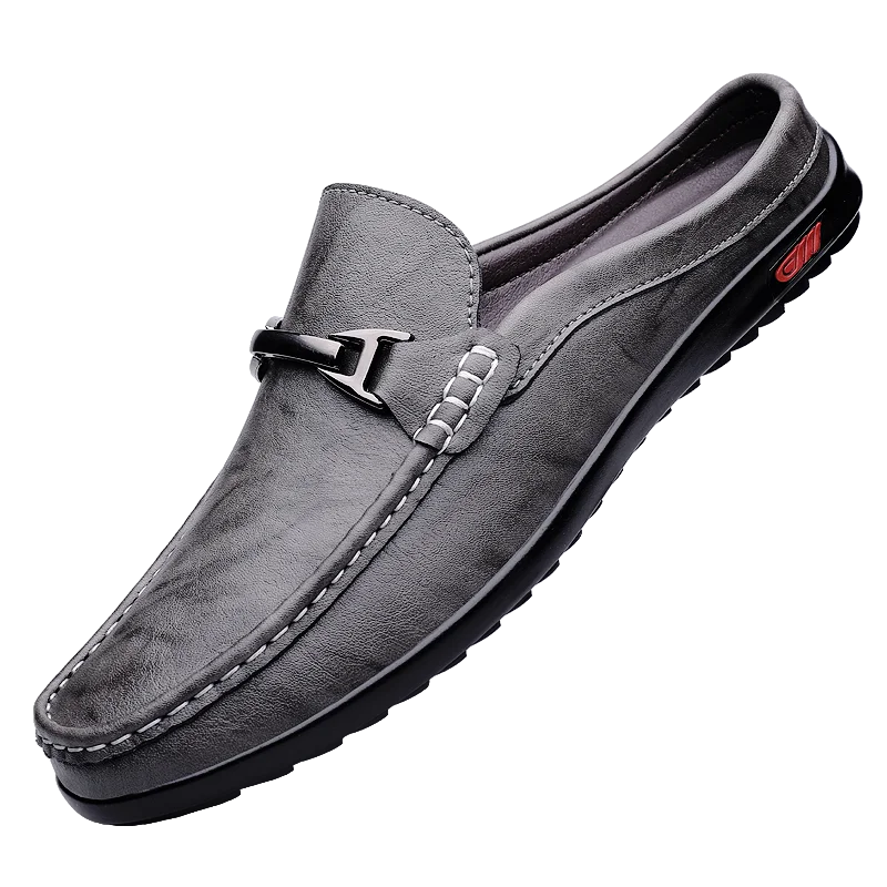 Men Casual Summer Shoes Hollow Out Men's Driving Shoes High Quality Male Business Shoes Half Slippers Genuine Leather Loafers