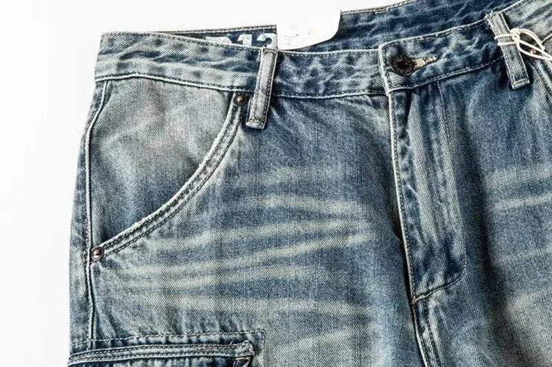 Men Ripped Jeans Shorts Y2K Streetwear Retro Trendy Straight Leg Mid Waist Denim Short Summer Designer Popular Original Pants