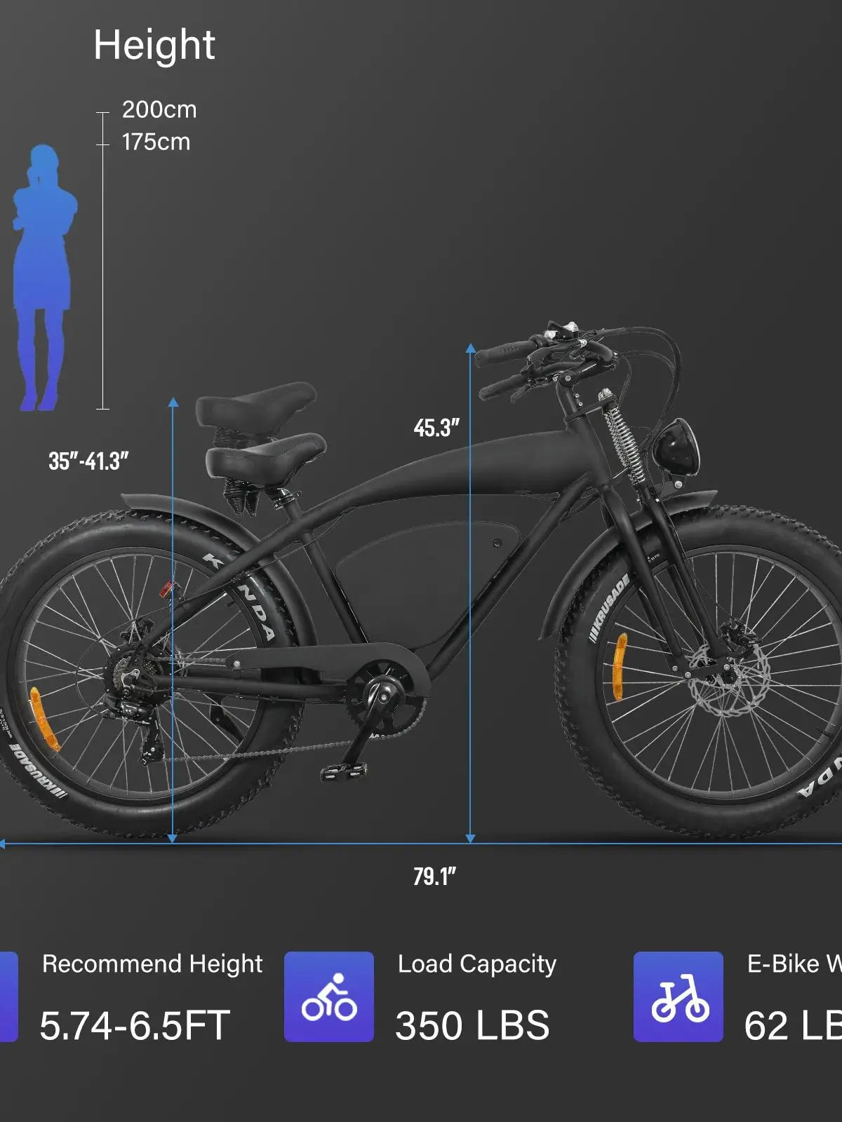 Xtion Electric Mountain Bike 48V 37MPH All-Terrain Fat Tire E-Bike, 45 Mile Dual Suspension Off-Road Beach with LCD Display UL