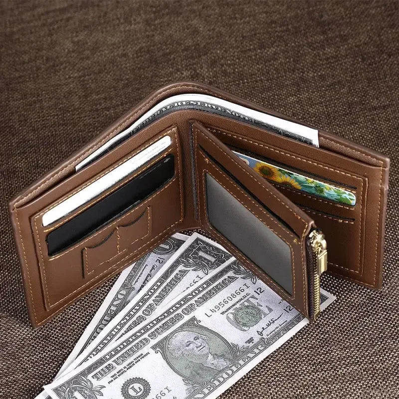 Engraved wallets for men Picture Wallet Trifold Short Ultra-thin Fashion Young Leather Wallet Money Clip Custom Photo Gift