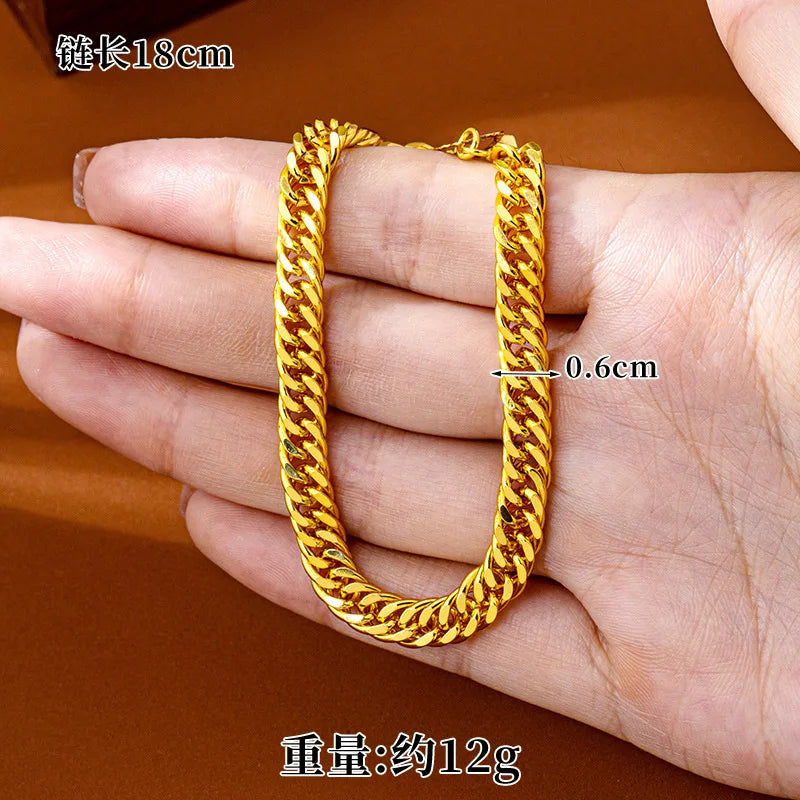 Goldpure Luxury 24K 9999 Pure Gold real gold Women's Bell Clasp Boss Bracelet Chain Bracelet