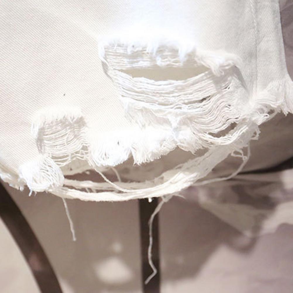 White Jeans Shorts Men All-match Fashion Ripped Hole Slim Stretch Shorts Streetwear Hip Hop Denim Shorts for men шорты мужские