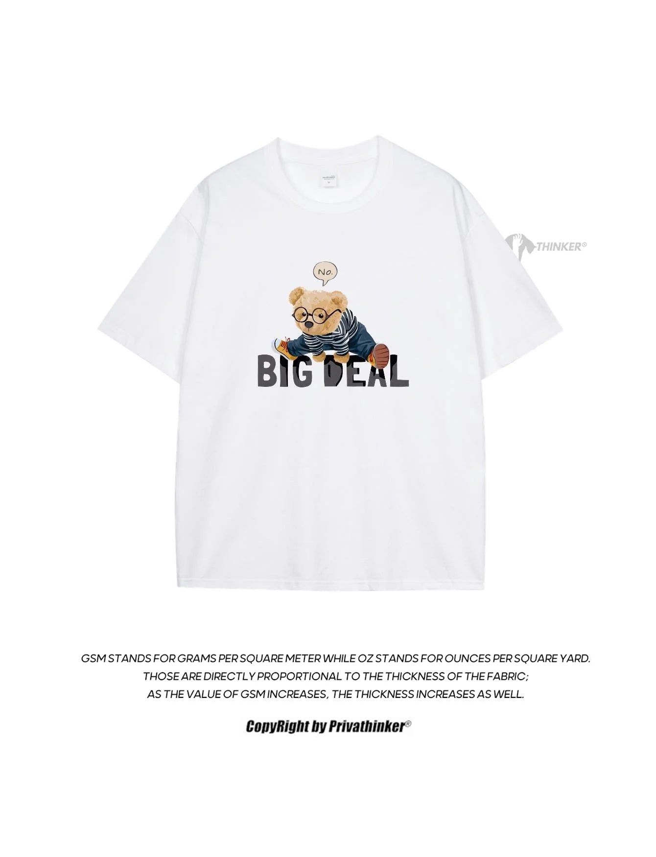 Designer Brand Men T-shirts Loose Summer Unisex Cute Bear Print Tees Fashion Kpop Male Tops High Quality Cotton Male Clothing