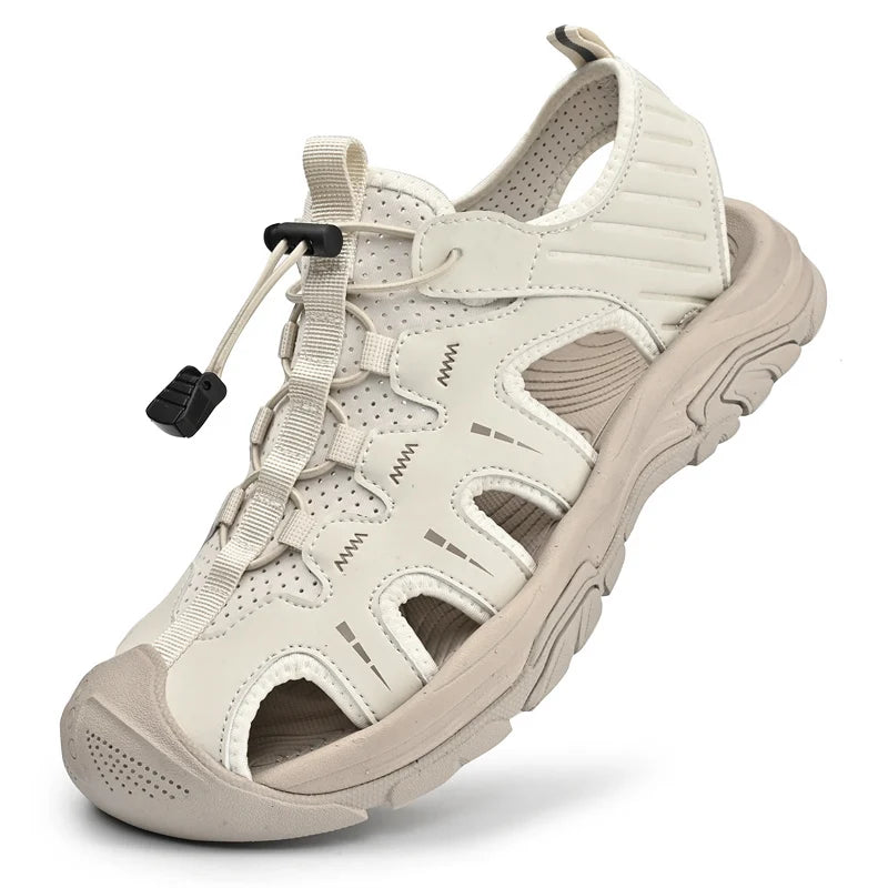 Jumpmore Fashion Men's Leather Sandals Summer Outdoor Hiking Shoes Size 38-45
