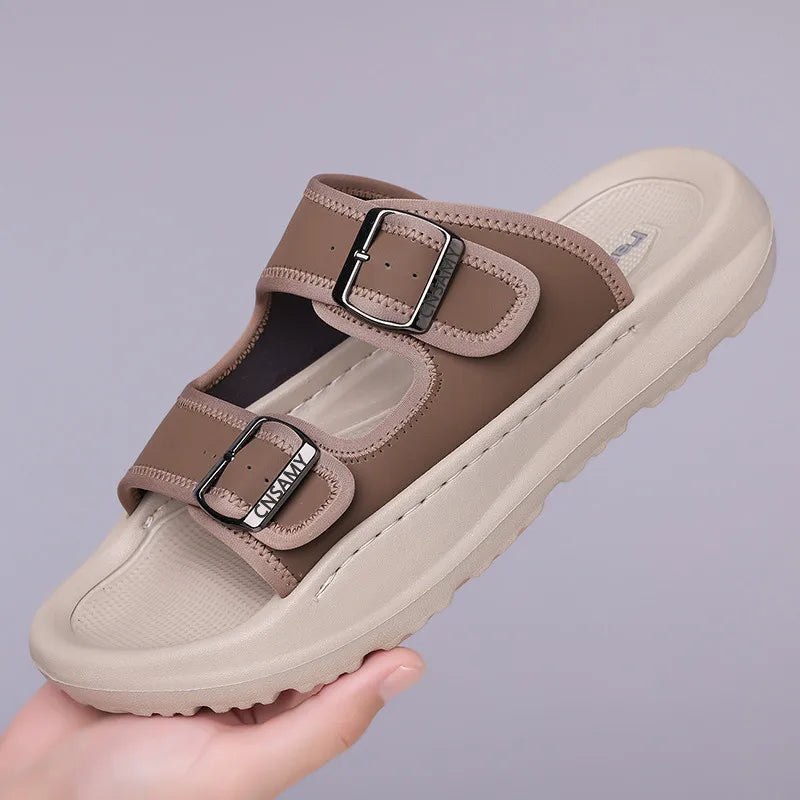Men's Slippers 2025 Summer Breathable Outdoor Beach Sandals Non Slip Flip Flops New Flat Slippers High Quality Men's Shoes