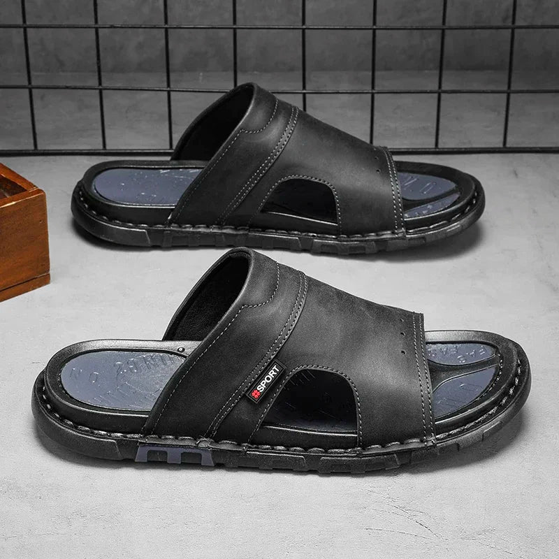 2025 Mens Slippers Summer Casual Shoes Beach Sandals Outdoor Slides Walking Comfort Leather Luxury Designer Fashion Lightweight