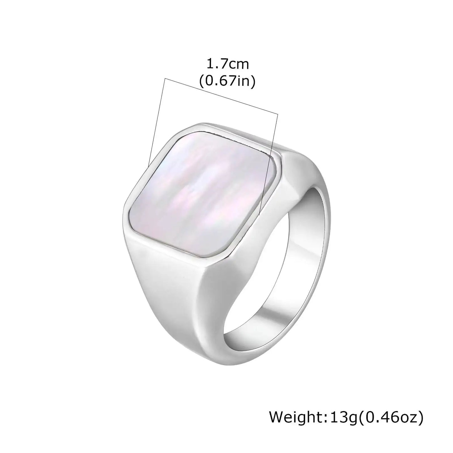 Vnox Punk Square Signet Ring for Men Boys, 17mm Wide Silver Color Stainless Steel Finger Rings, Hip Hop Party Jewelry Gifts