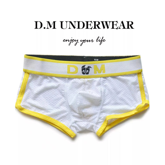 Men's Underwear Fashion Low Waist Sexy Flat Angle Pants Mesh Mesh Mesh Sports Youth Personalized Zipper Hollow Breathable