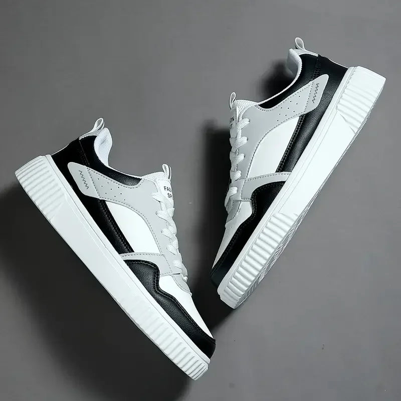 White Sneakers for Men New Casual Shoes PU Leather Tennis Shoe Non Slip Athletic Shoes Breathable Comfort Walking Shoes