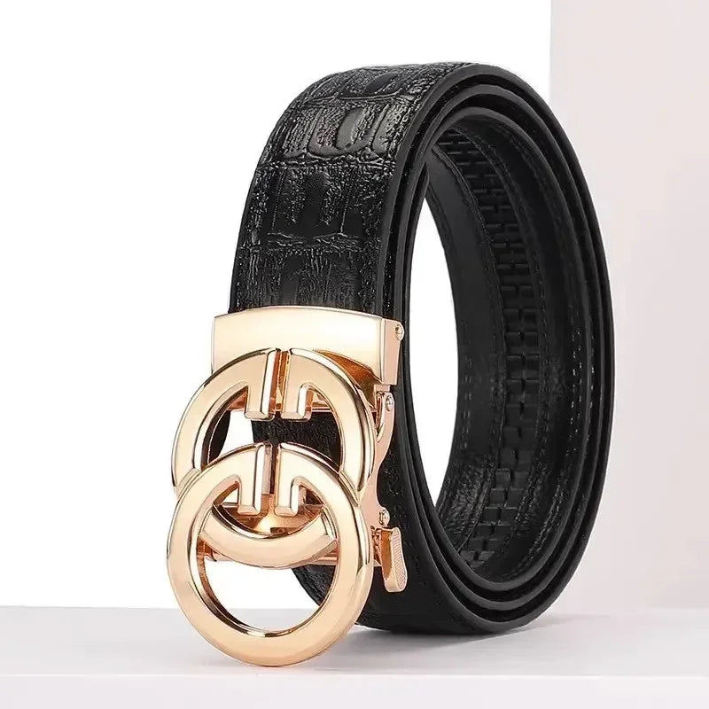 Men's Belt Made of High Quality Material Metal Alloy Automatic Buckle Brand Luxurious Design Men's Belt