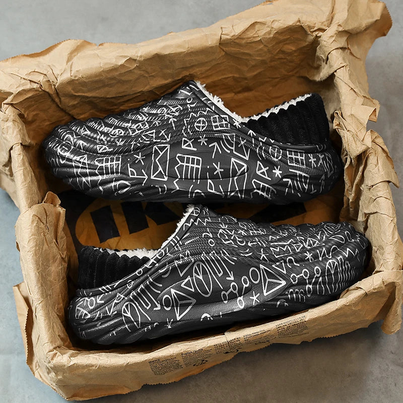 Men's Slippers Shoes for Men Unisex Warm Non-Slip Wear-resistant Thick Bottom Waterproof Add Cotton Heel Covering Fashion New