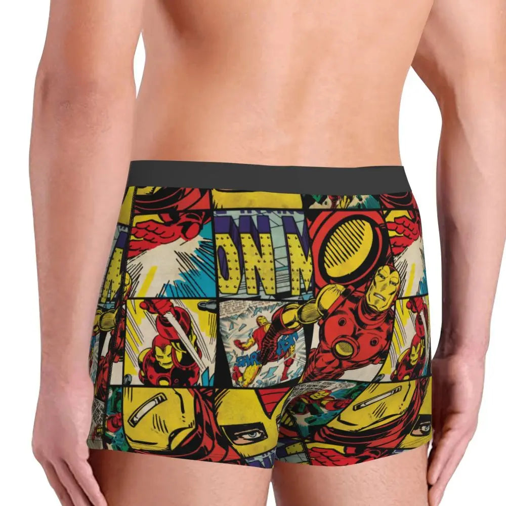 Men Iron-man Underwear Printed Boxer Briefs Shorts Panties Homme Soft Underpants Plus Size