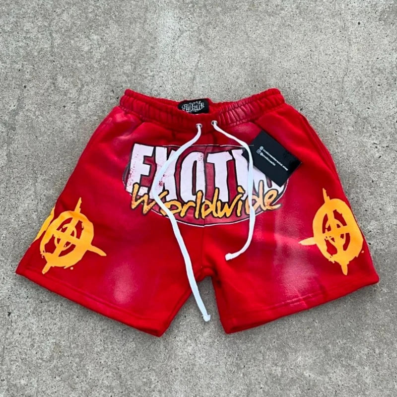 Outdoor Sports Shorts Men Women Ins New Personality Pattern Printing Tide Five Pants Fall Loose Thickened Couple Casual Shorts