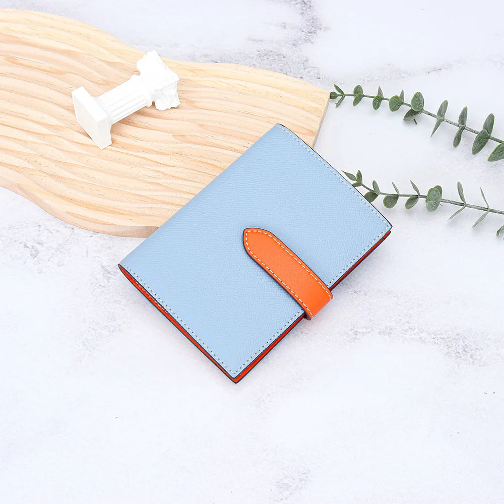 Luxury Design Genuine Leather Wallet For Woman Custom Initials Fashion Folding Passport Holder Business Card Holder Coin Purse