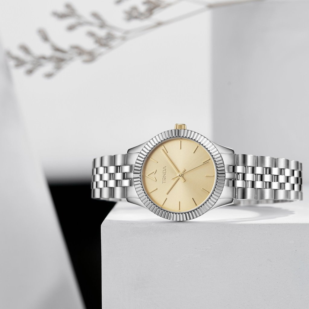 TRNDA Women's Stainless Steel Watch, Gold Dial | TR32MM-4