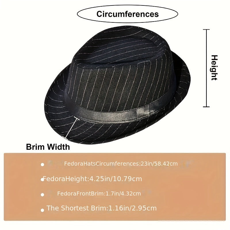 2pcs Elegant Men's Fedora Hats, Cotton Blend (20% Cotton, 80% Polyester), British Retro Style Jazz Caps