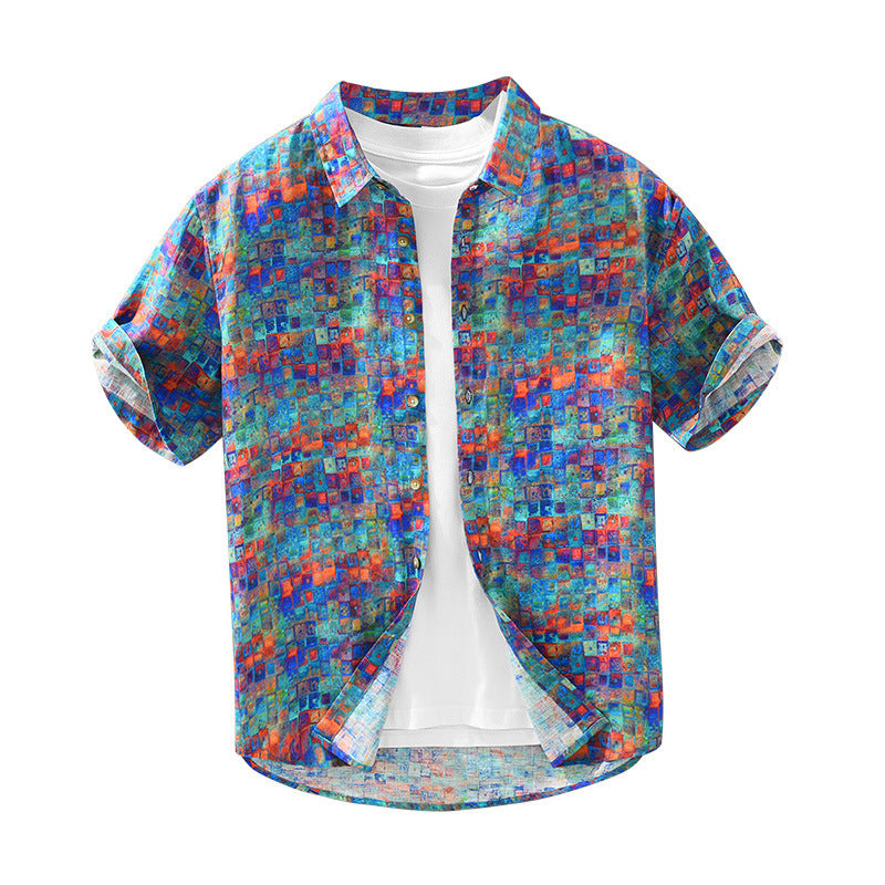 New Casual Printed Men's Short Sleeve Shirt