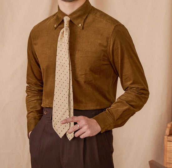 Cotton Corduroy Long-sleeved Shirt American Japanese Style