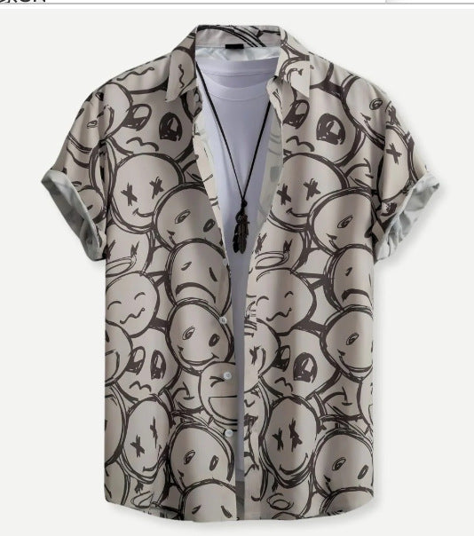 Hawaiian Printing Lapel Short Sleeve Shirt