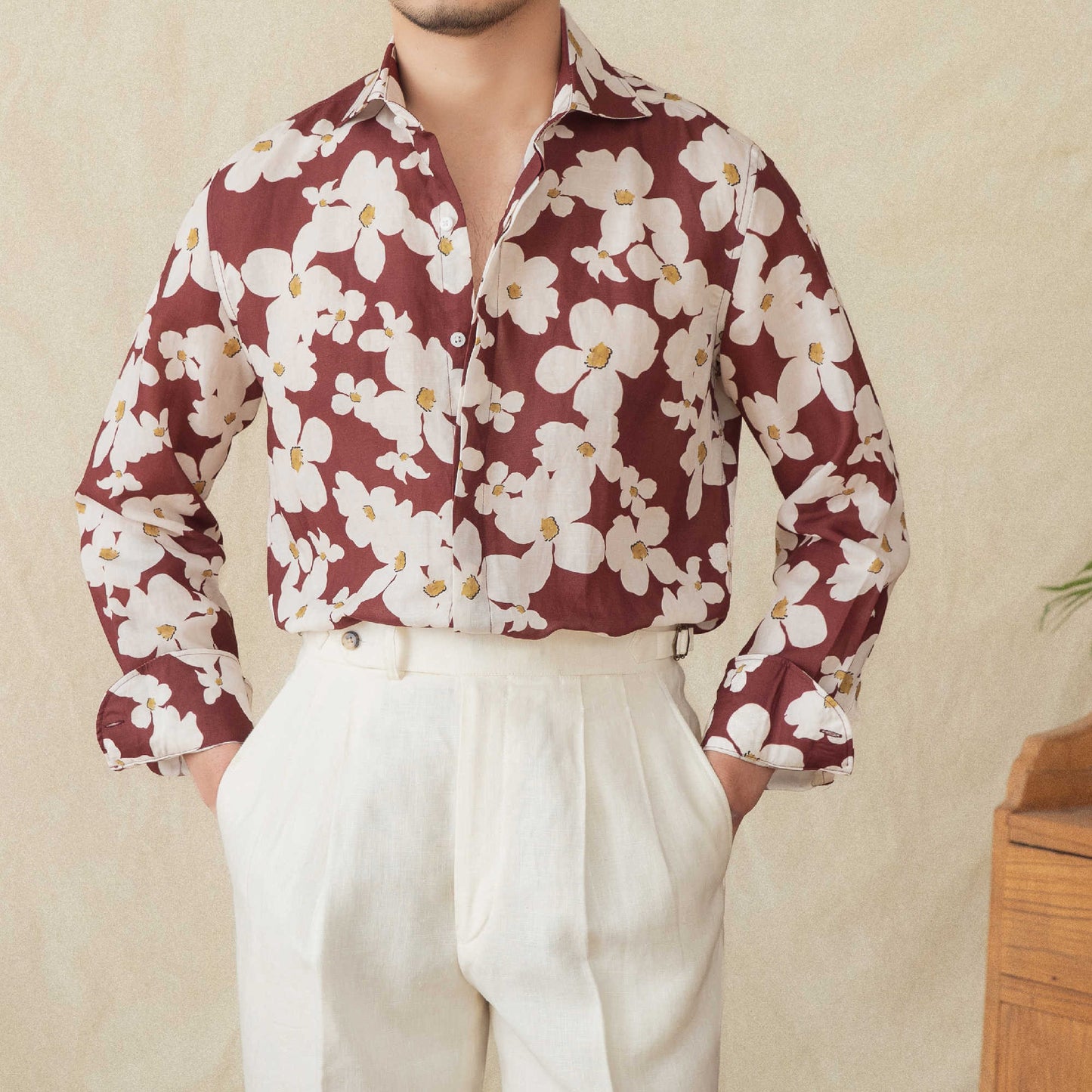 Men's Printed Long Sleeve Cardigan Shirt